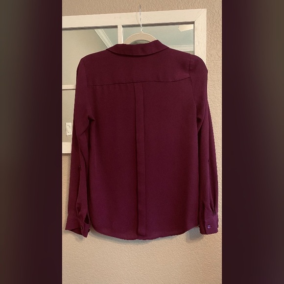 The Limited Burgandy Top with Lace up Neckline Size XS - Picture 3 of 9